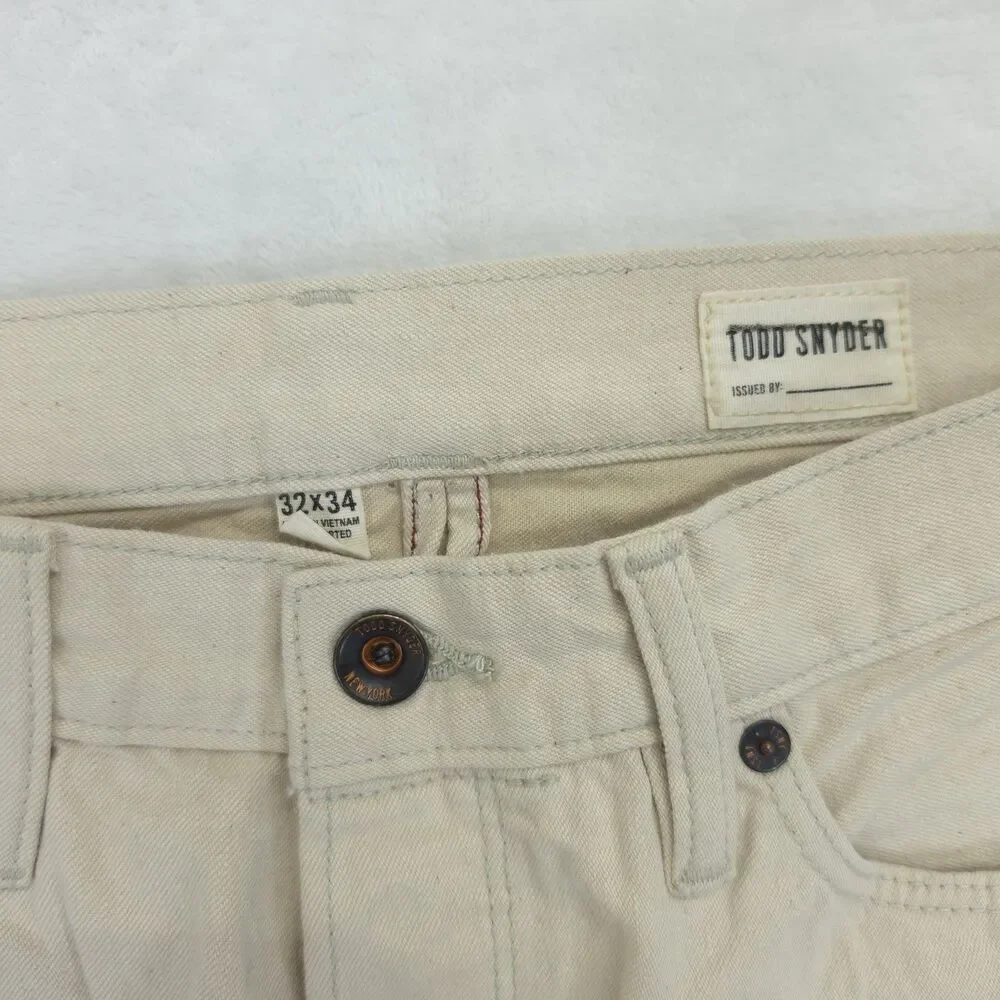Todd Snyder Selvedge Denim 32x34 Slim Ivory Button Fly NWOT